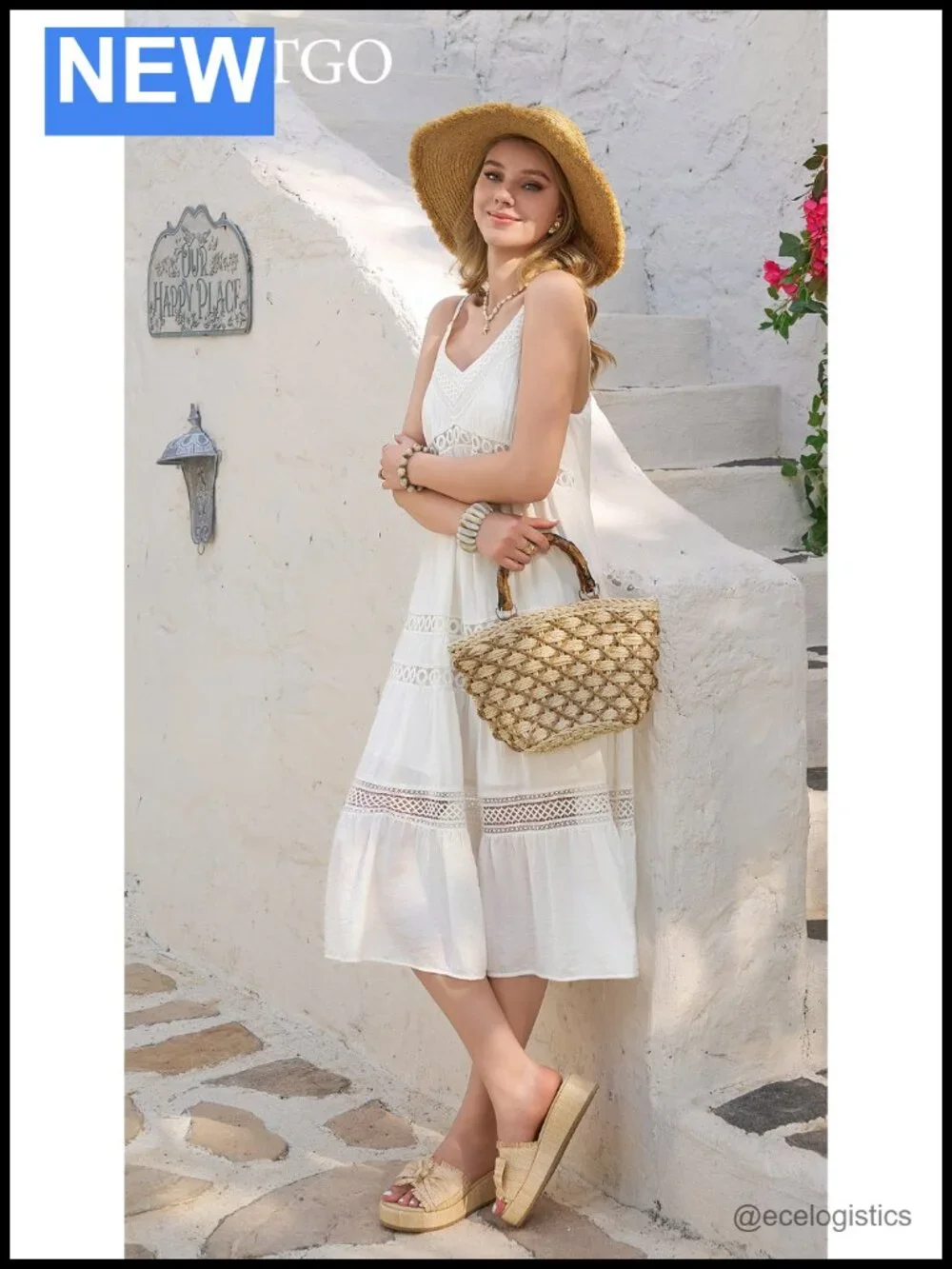 Women's Platform Wedge Sandals Bow Straw Slip On Summer Beach Shoes